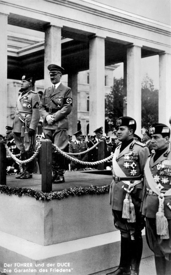 Adolf Hitler and Benito Mussolini at Munich's Ehrentempel